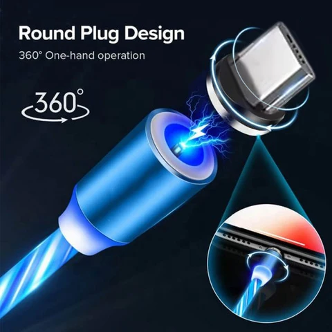 🌟 Best Seller: 3-in-1 LED Magnetic Charging Cable! 🌟 Compatible with iPhone, Samsung, & Android. Fast Charging USB Type-C with 180°/540° Rotational Connectors. Durable PVC & Aluminum Alloy